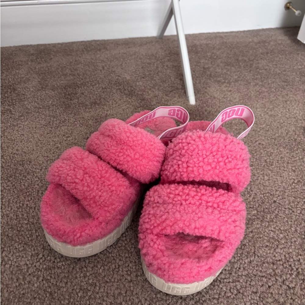 UGG Fuchsia Fluffy Slippers - Picture 2 of 5